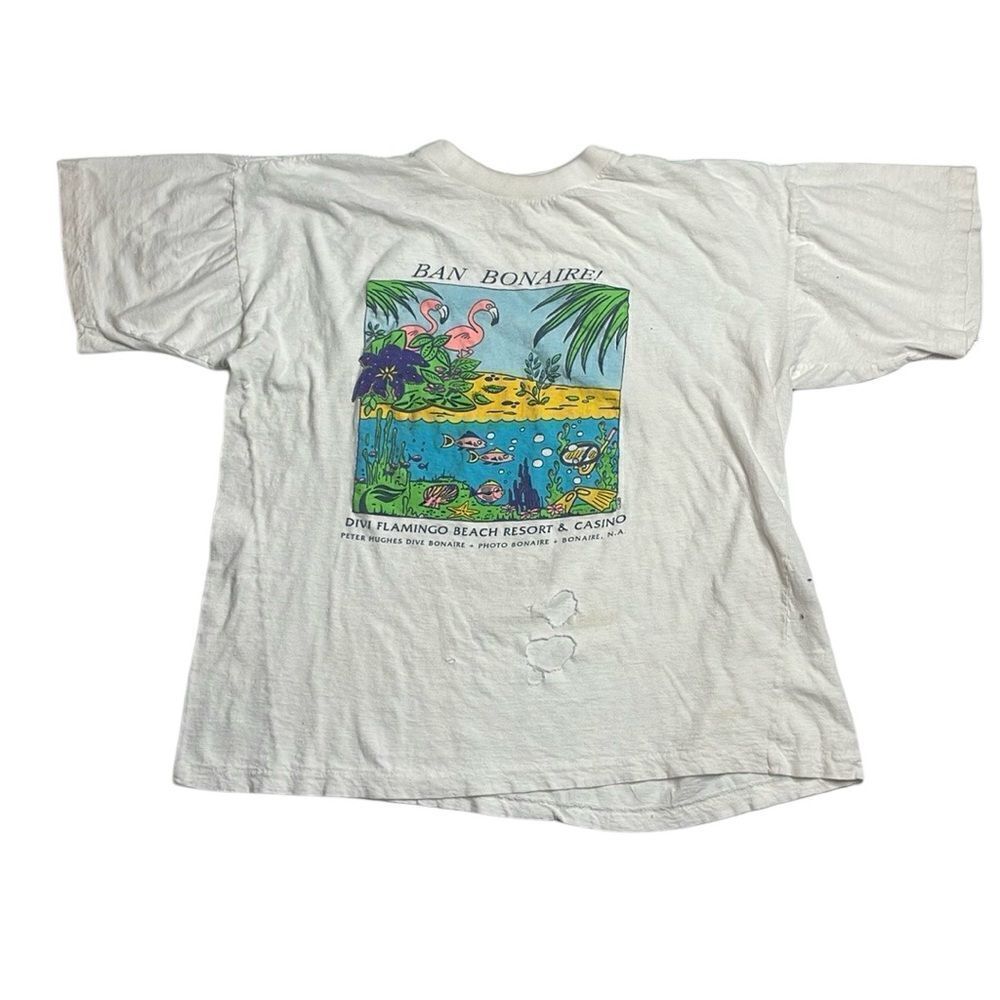 90s Vintage Ban Boinaire! GraphicTourist Tshirt White Medium Thrashed